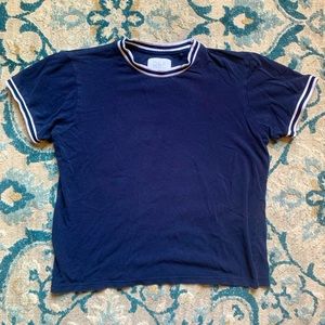 Blue fitted sailor shirt with stripped collar